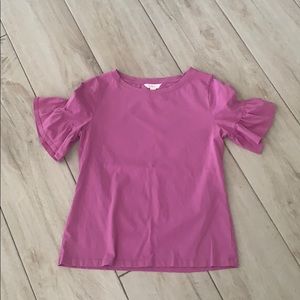 1901 short-sleeve violet top w/ ruffled sleeves